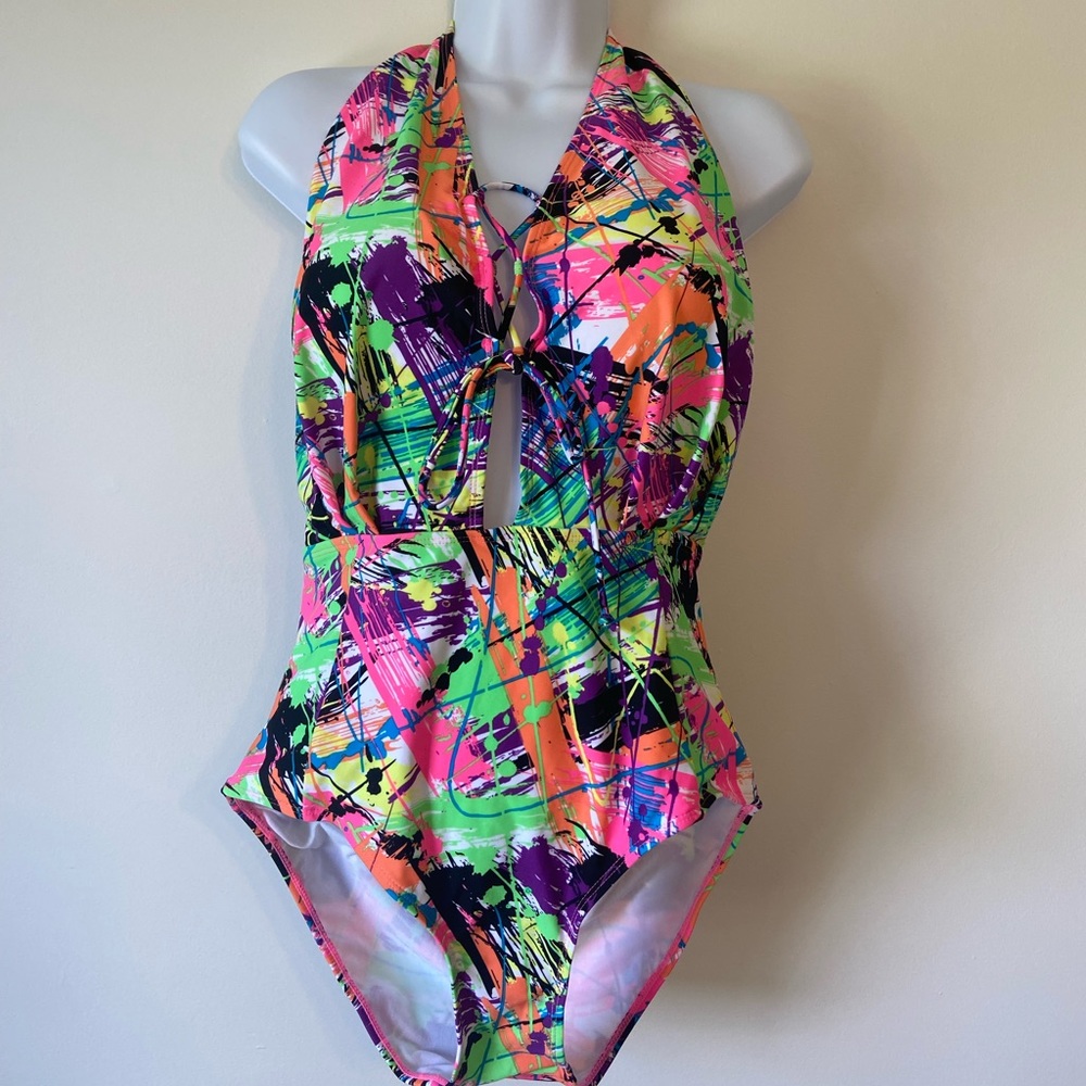 Bright one-piece bathing suit. Size L